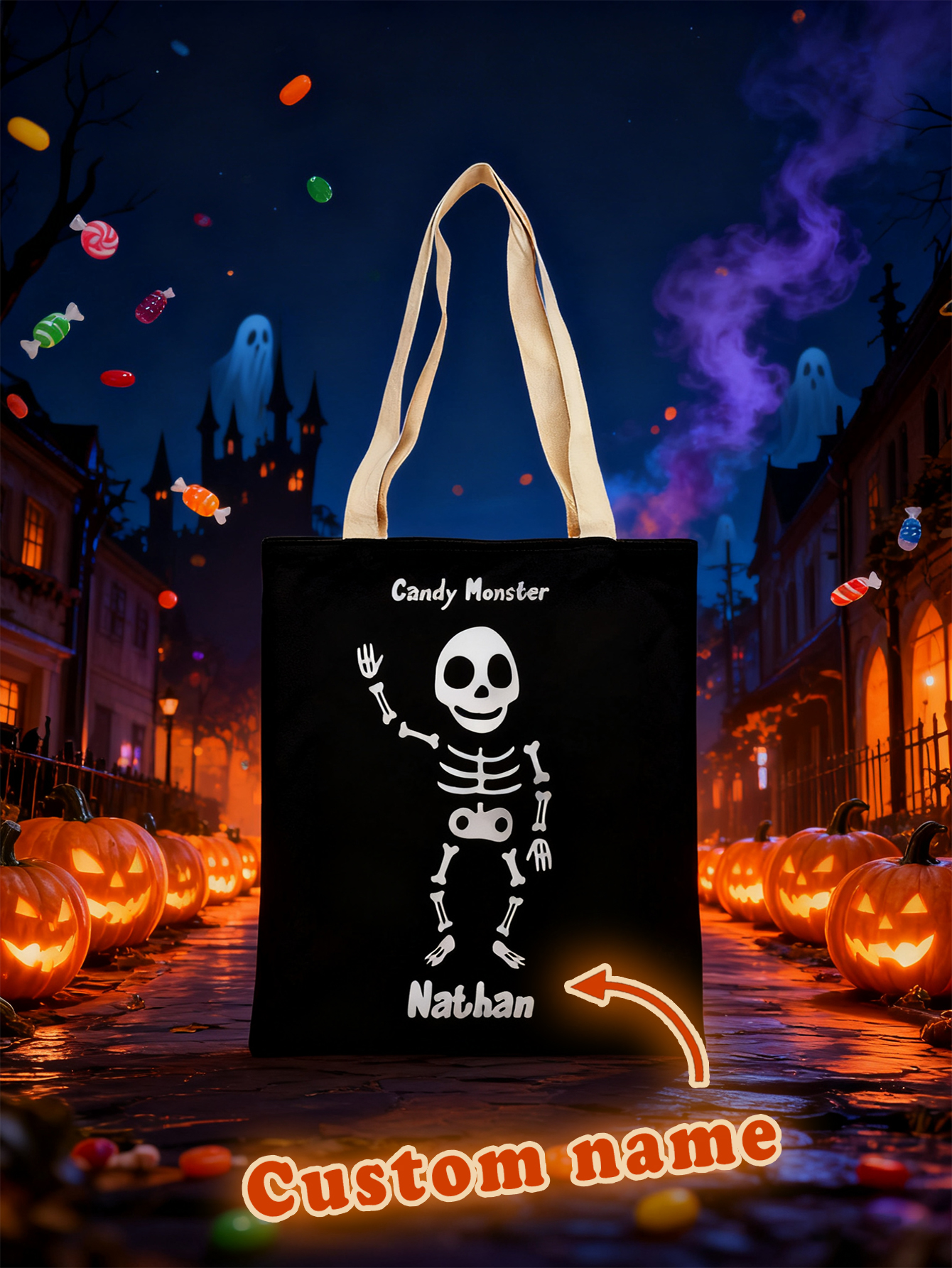 Custom Halloween Skeleton Candy Bag